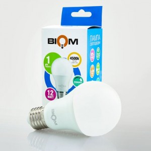 Світлодіодна лампа Biom BT-532 A60 12W E27 4500К switch dimmable матова