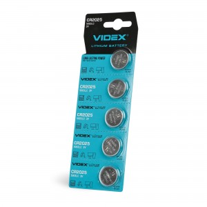 Батарейка літієва Videx CR2025 5шт BLISTER CARD