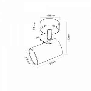 Світильник VIDEX під лампу GU10 накладний поворотний чорний VL-SPF05B-BFB