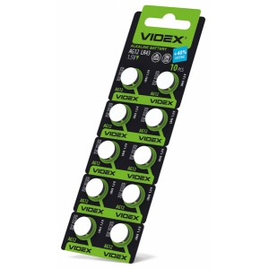 Батарейка годинникова Videx AG12/LR43 BLISTER CARD 10 шт
