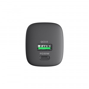 Зарядний пристрій HAVIT HV-UC30 GaN 30W USB+USB-C Black