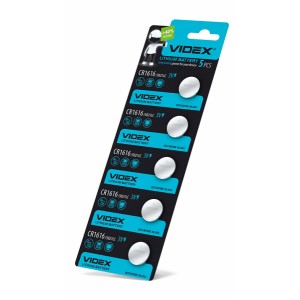 Батарейка літієва Videx CR1616 5шт BLISTER CARD