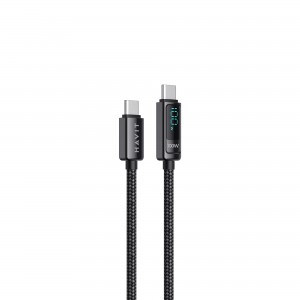 Кабель Type-C to Type-C HAVIT HV-CB6247 PD100W 5A 2м з LED екраном