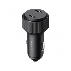Автомобільний зарядний пристрій HAVIT HV-CC2014 60W 2xUSB-C Black