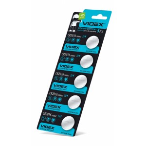 Батарейка літієва Videx CR2016 5шт BLISTER CARD
