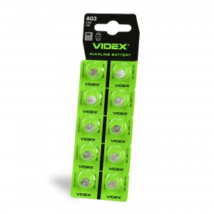 Батарейка годинникова Videx AG 3/LR41 BLISTER CARD 10 шт