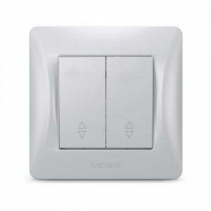 Вимикач двоклавішний прохідний срібний шовк VIDEX BINERA