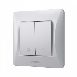 Вимикач двоклавішний прохідний срібний шовк VIDEX BINERA