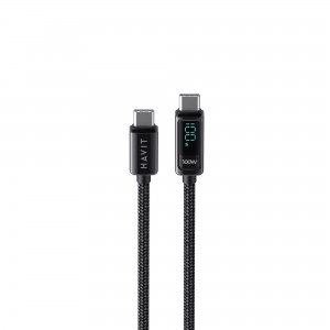 Кабель Type-C to Type-C HAVIT HV-CB6247 PD100W 5A 2м з LED екраном
