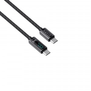 Кабель Type-C to Type-C HAVIT HV-CB6247 PD100W 5A 2м з LED екраном