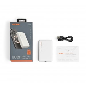 Повербанк з бездротовою зарядкою 10000mAh VIDEX VPB-331 PD20W White