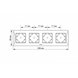 Рамка кремова на 4 місця горизонтальна VIDEX BINERA