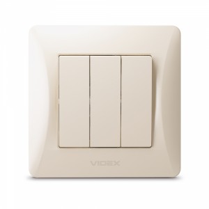 Вимикач трьохклавішний кремовий VIDEX BINERA