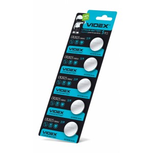 Батарейка літієва Videx CR2025 5шт BLISTER CARD