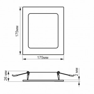 LED світильник Back вбудований квадрат VIDEX 16W 5000K