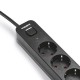 Мережевий подовжувач VIDEX ONCORD з/з 4п 3м (3x1.5мм) з кнопкою Black
