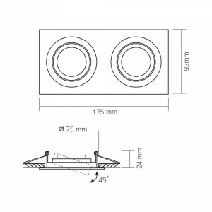 Світильник VIDEX під лампу 2xGU10 врізний Чорний (VL-SPF23S-B)
