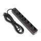 Мережевий подовжувач VIDEX ONCORD з/з 6п 3м (3x1.5мм) з кнопкою Black