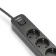 Мережевий подовжувач VIDEX ONCORD з/з 6п 3м (3x1.5мм) з кнопкою Black