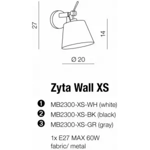 Бра спрямованого світла Azzardo Zyta Wall XS MB2300-XS-WH (AZ1533)