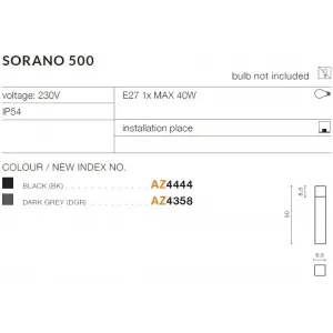 Світильник вуличний Azzardo AZ4358 SORANO 500 DGR