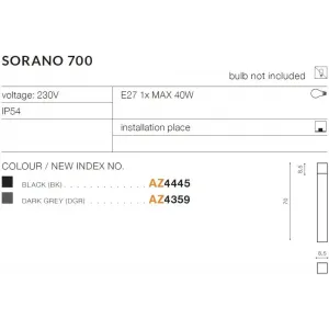 Світильник вуличний Azzardo AZ4359 SORANO 700 DGR