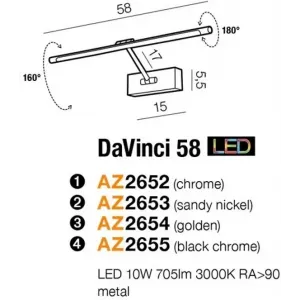 Підсвітка для картин і дзеркал Azzardo AZ2653 Davinci 58