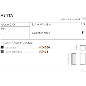 Вуличне підсвічування фасаду Azzardo AZ4351 VENTA DGR