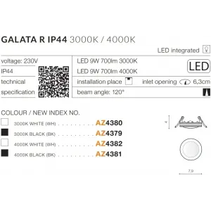 Вуличний стельовий світильник Azzardo AZ4379 GALATA R 3000K BK