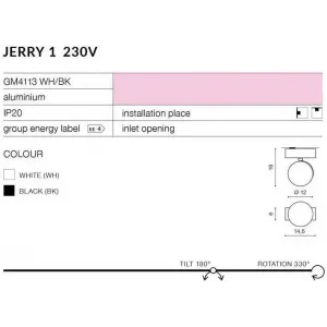 Бра спрямованого світла Azzardo AZ1366 Jerry 1 LED 16W (GM4113 WH 230V LED 16W)