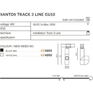 Трековий світильник Azzardo AZ4202 SANTOS TRACK 3LINE GU10 WH