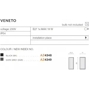 Настінний вуличний світильник Azzardo AZ4349 VENETO DGR