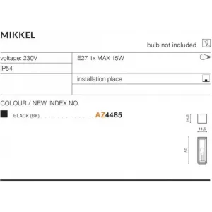 Світильник вуличний Azzardo AZ4485 MIKKEL BK