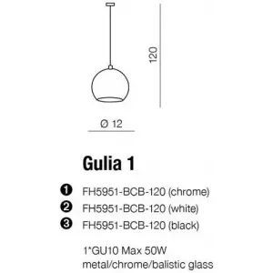 Люстра-підвіс Azzardo Gulia 1 FH5951-BCB-120-WH (AZ0642)