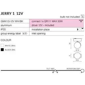 Бра спрямованого світла Azzardo Jerry 1 GM4113 12V WH (AZ1364)