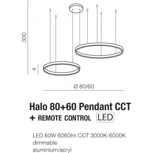 Люстра Azzardo HALO PENDANT 80+60 CCT BLUETOOTH GO + REMOTE CONTROL AZ4979