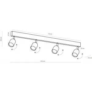 Спот з чотирма лампами TK LIGHTING 1009