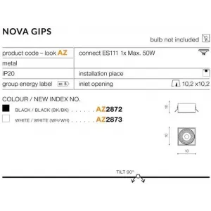 Точковий врізний світильник Azzardo AZ2872 Nova GIPs