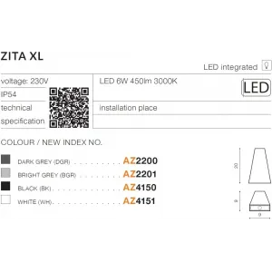 Вуличне підсвічування фасаду Azzardo AZ4151 ZITA XL WH