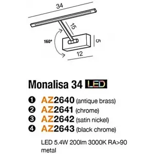 Підсвітка для картин і дзеркал Azzardo AZ2641 Monalisa 34