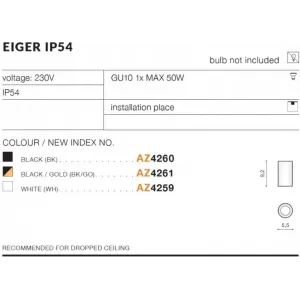 Вуличний стельовий світильник Azzardo AZ4260 EIGER IP54 BK