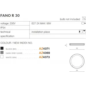 Вуличний стельовий світильник Azzardo AZ4369 FANO R 30 DGR