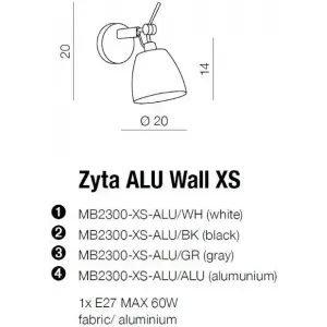 Бра спрямованого світла Azzardo Zyta ALU Wall XS MB2300-XS-ALU-BK (AZ2413)