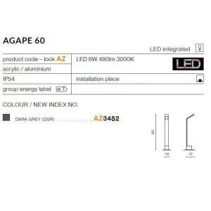Світильник вуличний Azzardo AZ3482 Agape 60 (dark grey)
