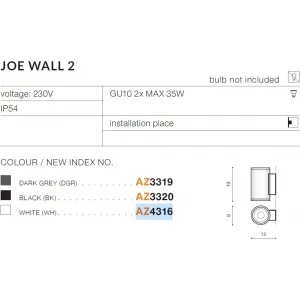 Вуличне підсвічування фасаду Azzardo AZ4316 JOE WALL 2 WH
