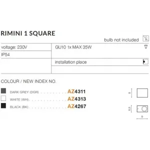 Вуличне підсвічування фасаду Azzardo AZ4311 RIMINI 1 SQUARE DGR