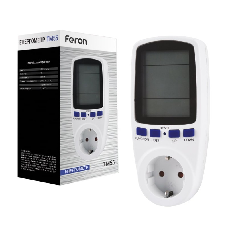 Розетка з лічильником електроенергії енергометр Feron TM55