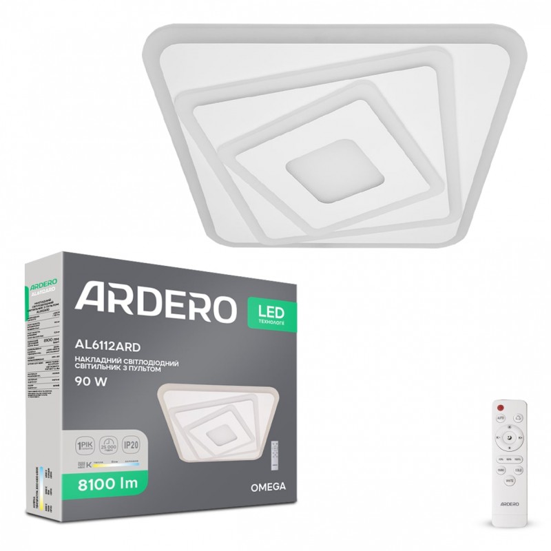 Світлодіодна накладна люстра Ardero AL6112ARD OMEGA 90Вт білий