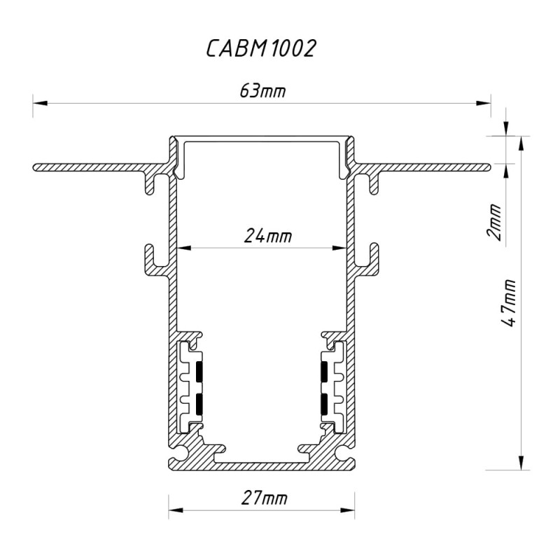 Шинопровід Ardero CABM1002 чорний вбудований 2м