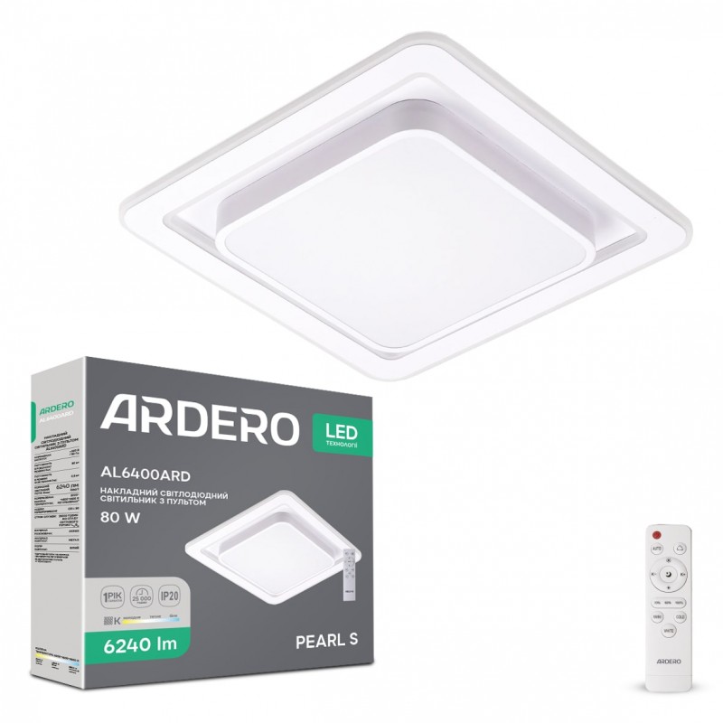 Світлодіодна накладна люстра Ardero AL6400ARD PEARL S 80Вт білий